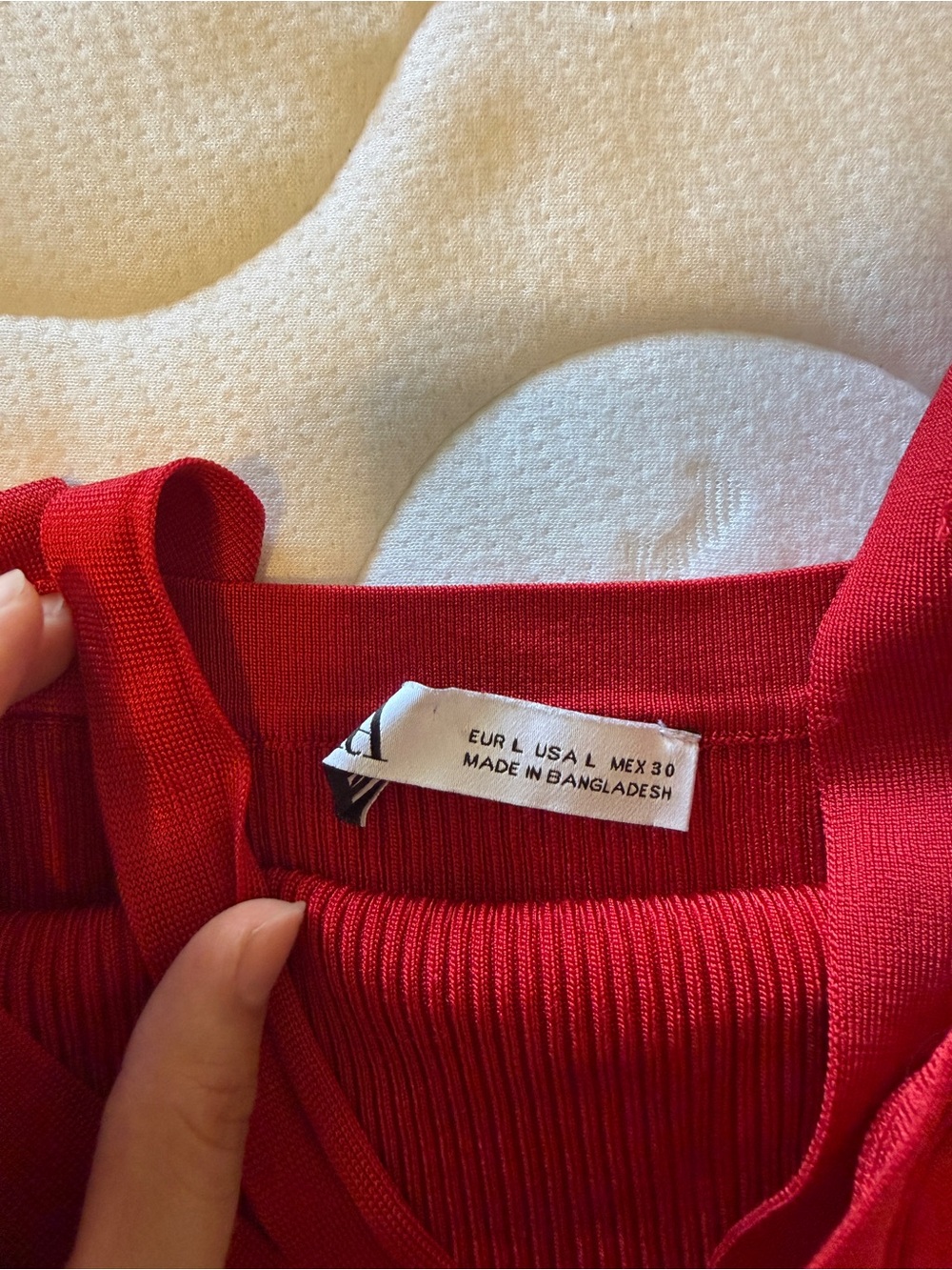 Zara Red Ribbed Square-Neck Tank - Picture 2 of 3